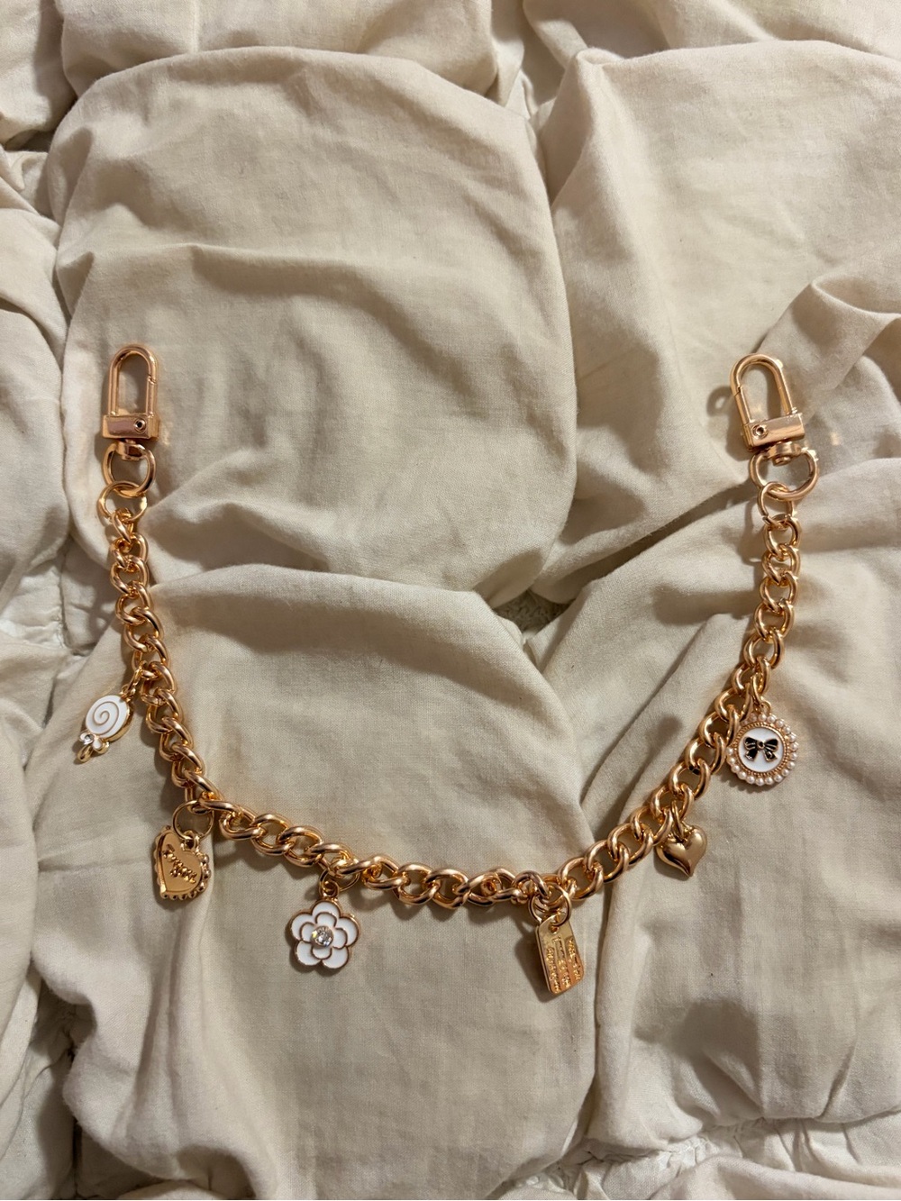 Free People Gold Tone Multi-Charm Chain Bag Strap Coquette Handbag Accessory